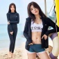 **长袖分体四件套泳衣女防晒沙滩速干潜水冲浪游泳衣度假浮潜服